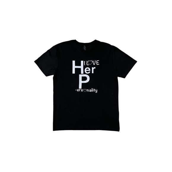 Gildan Soft Style -I Love Her 'P'ersonality T-Shirt-Size Large-Black - Picture 1 of 4